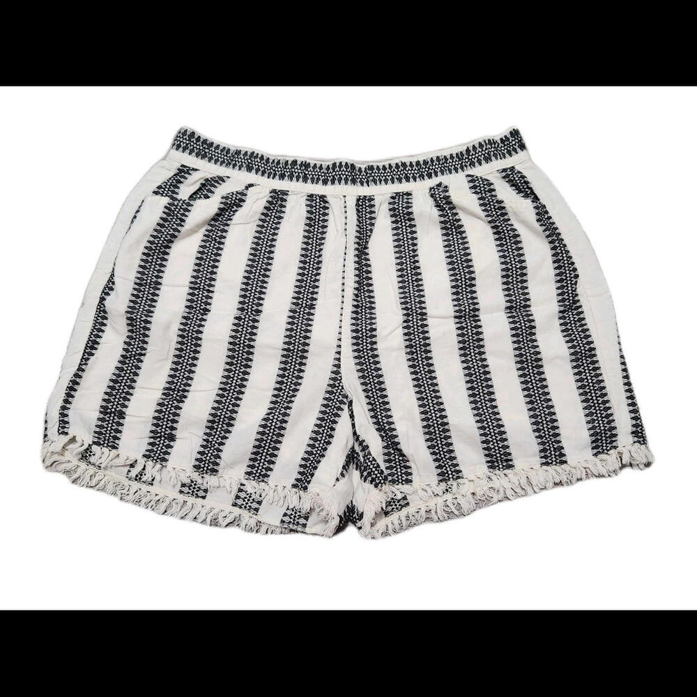 Lane Bryant Black and White Striped Women Shorts